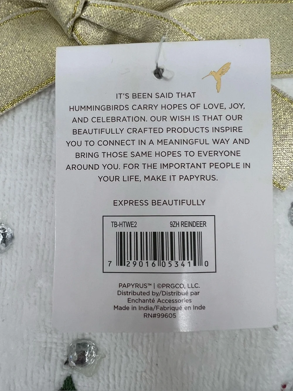Brand New-Papyrus Christmas Reindeer Hand Towels - Set of 2